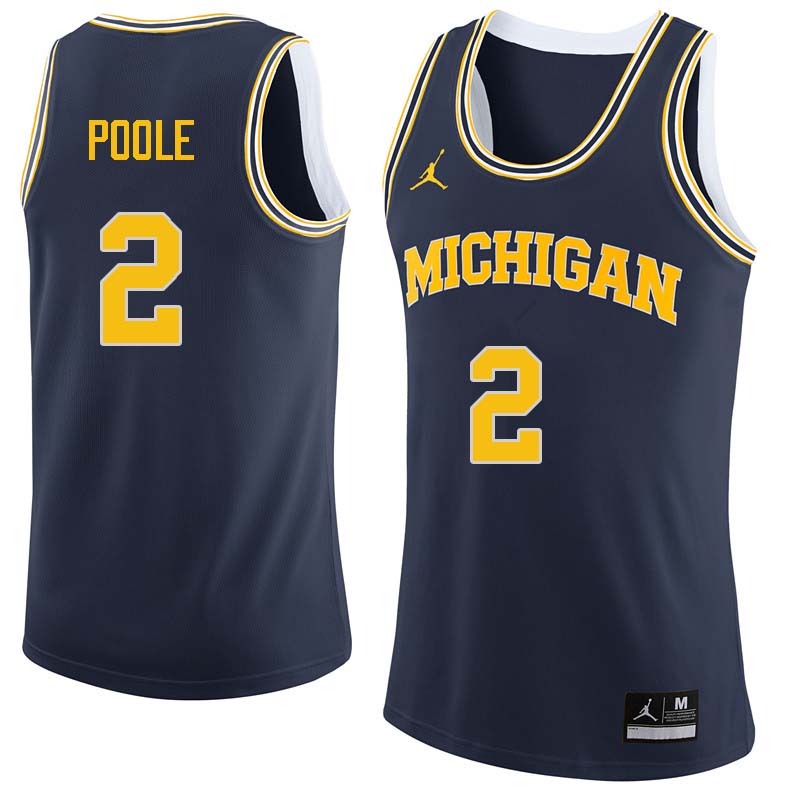 Men #2 Jordan Poole Michigan Wolverines College Basketball Jerseys Sale-Navy
